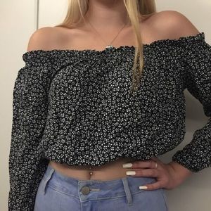 brandy melville floral off the shoulder top